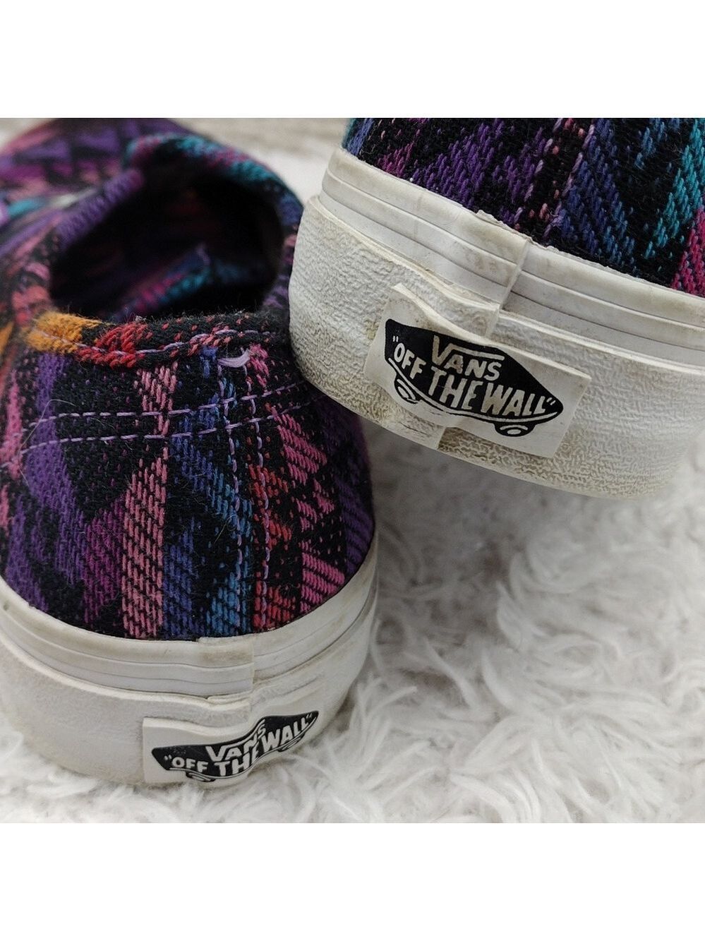 Vans Off The Wall Purple Geometric Fabric Upper Lace Less Low Top Sneaker Shoe - Picture 14 of 16